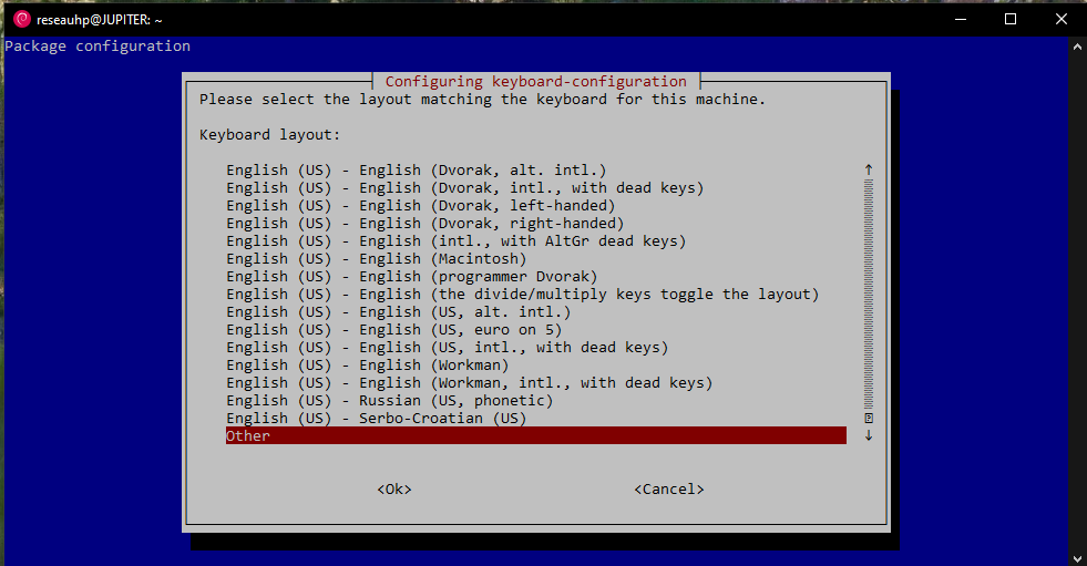 Configuration clavier 1