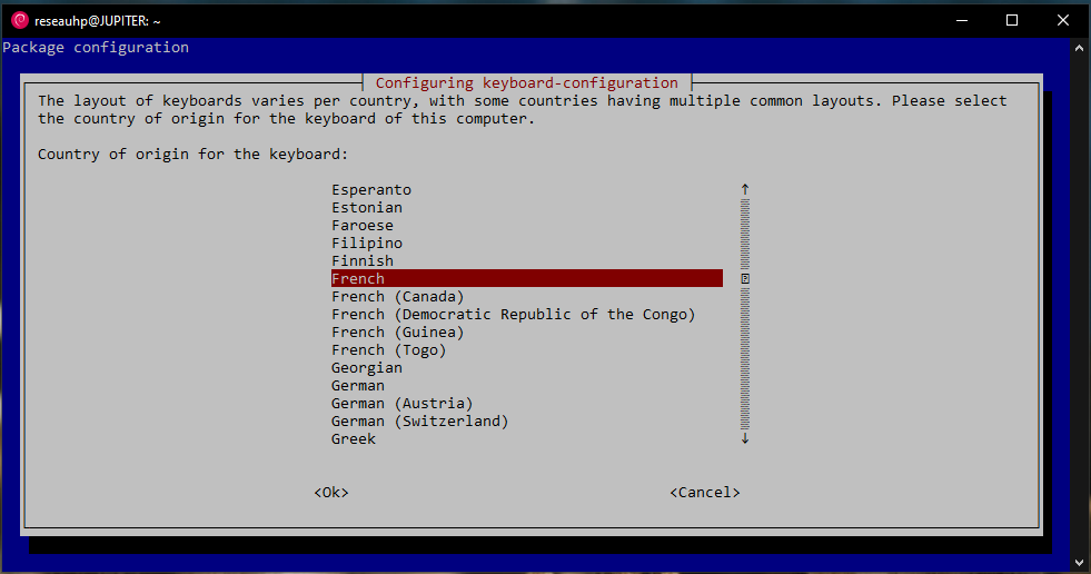 Configuration clavier 2