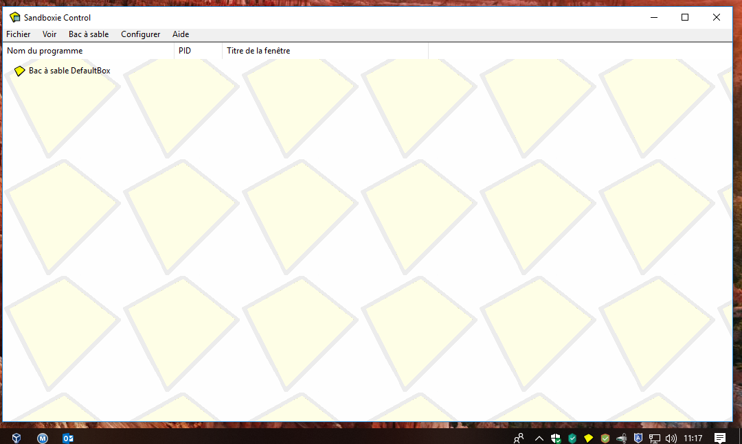 Panneau de contrôle de SandBoxie