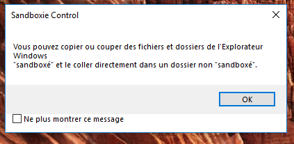 avertissement Sandboxie