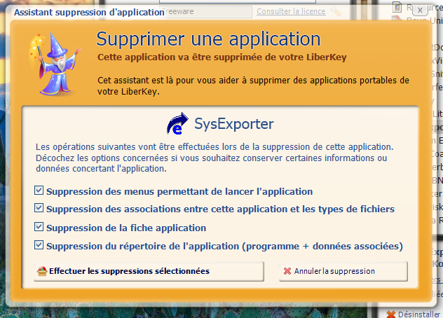 Supprimer une application Liberkey